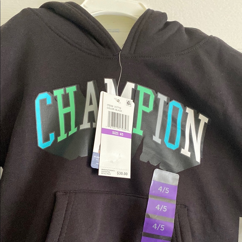 Boy’s Champion Hoodie with Teal and White Accents